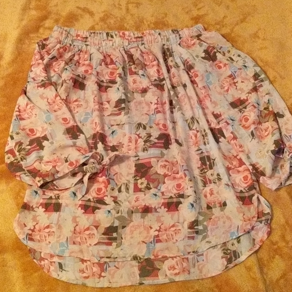 2/$10 Tacera off the shoulder lightweight semi sheer top